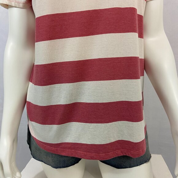 White Crow Women's T-Shirt Top Size L V-Neck Short Sleeve Striped New w/o Tags - Picture 3 of 8